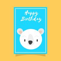 Apartamento bonito Urso Polar feliz aniversário Animal Saudações Vector Template