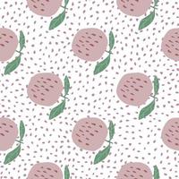 padrão sem emenda de maçãs bonito doodle em fundo de pontos. estampa botânica. vetor