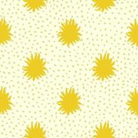 padrão abstrato sem costura doodle com ornamento simples de sol amarelo. fundo pontilhado de luz. pano de fundo geométrico. vetor
