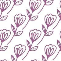 padrão sem emenda de flor simples em estilo doodle em fundo branco. bonito papel de parede floral sem fim. vetor