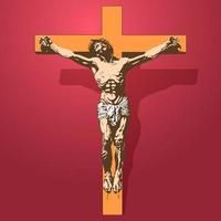 sp0179jesus cristo na cruz com uma coroa de espinhos na cabeça, um símbolo do cristianismo vetor