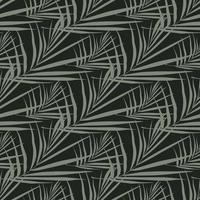 padrão de doodle sem costura de folha de samambaia tons de cinza. fundo preto. cenário de doodle botânico simples.