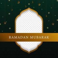 design de saudação ramadan mubarak com decoração de estrela e lua em fundo transparente. ilustração vetorial para feriados muçulmanos vetor