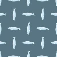 beluga sem costura padrão sobre fundo azul. modelo de personagem de desenho animado do oceano para crianças. vetor