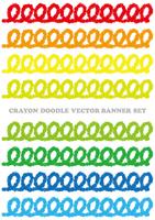 Conjunto de bandeiras de doodle crayon colorido isolado em um fundo branco. vetor