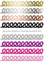 Conjunto de bandeiras de doodle crayon colorido isolado em um fundo branco. vetor