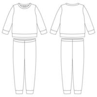 croqui técnico de pijama de vestuário. as crianças descrevem o modelo de design de roupa de dormir isolado. ilustração cad vetor