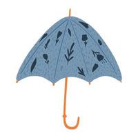 guarda-chuvas abertos com flores isoladas no fundo branco. guarda-chuvas abstratos cor azul em estilo doodle. vetor