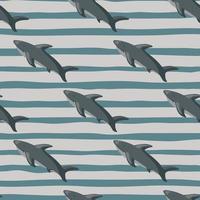 padrão sem emenda de ornamento de tubarão diagonal cinza. fundo listrado. arte simples da natureza do álbum de recortes. vetor