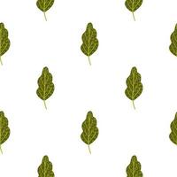 isolado padrão sem emenda com elementos de folhas de carvalho doodle simples. impressão verde sobre fundo branco. vetor
