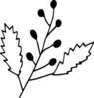ícone de folhas abstratas. doodle desenhado à mão. , escandinavo, nórdico, minimalismo, monocromático. planta, herbário. vetor