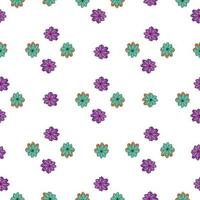 padrão sem emenda de estilo geométrico com formas de flores de marguerite azul e roxo. fundo branco. vetor