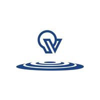 logotipo azul da letra qv. monograma qv, símbolo de logotipo de vetor simples.