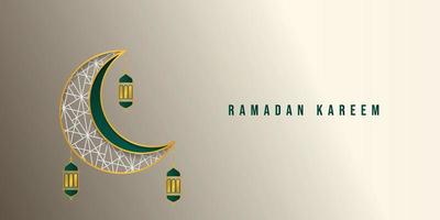 meia lua com ilustração vetorial de lanterna. projeto de plano de fundo ramadan kareem. vetor