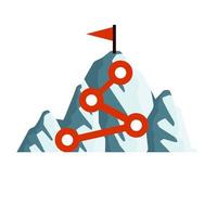 escalada de montanha com bandeira vermelha. pontos e etapas do percurso. vetor
