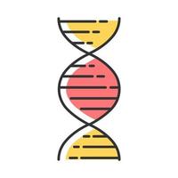 ícone de cor de dupla hélice de DNA. desoxirribonucleico, estrutura de ácido nucleico. fios em espiral. cromossoma. biologia molecular. Código genético. genoma. genética. ilustração vetorial isolada vetor