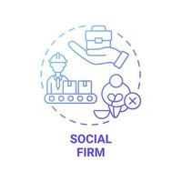 ícone de conceito gradiente azul empresa social. empresário social idéia abstrata ilustração de linha fina. empregabilidade. local de trabalho para pessoas com deficiência. desenho de cor de contorno isolado de vetor