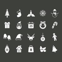 conjunto de ícones pretos lisos do inverno do natal isolados no fundo branco vetor