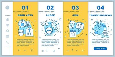 modelo de vetor de páginas da web móvel de integração de magia negra. ideia de interface de site de smartphone responsivo de ocultismo com ilustrações lineares. telas passo a passo da página da web. conceito de cor