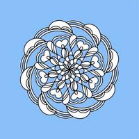 mandala. flor de doodle redondo ornamental isolada em fundo azul claro. elemento de círculo geométrico. ilustração vetorial. forma para colorir. contorno. vetor