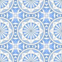 padrão de vetor sem costura étnica. flor de mandala geométrica azul e branca. pode ser usado para design de tecido, capas, papéis de parede, azulejos.