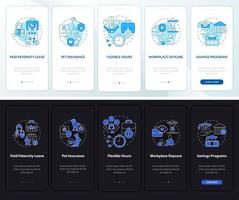 equipe com vantagens para crianças integrando a tela da página do aplicativo móvel. passo a passo 5 passos instruções gráficas com conceitos lineares. ui, ux, modelo de gui. modo noite e dia. uma miríade de fontes regulares pró-negrito usadas vetor