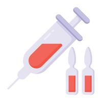seringa com frascos médicos denotando ícone plano de vacinação vetor