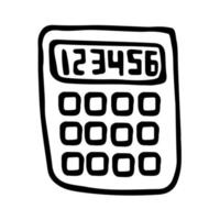 calculadora vetorial no estilo doodle. logotipo desenhado de mão isolado no fundo branco. símbolo de economia, contabilidade, cálculo matemático. vetor