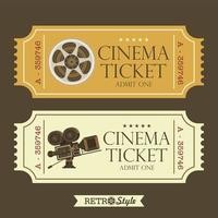 projetar ingressos de cinema vintage. cinema retrô. câmera de filme vintage e carretel de filme, logotipos vetoriais. vetor