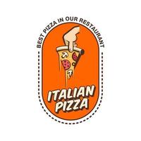 ilustração em vetor de pizza. logotipo de pizza italiana. em estilo de desenho animado.