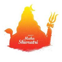 maha shivratri para fundo de cartão de silhueta de lord shiva vetor