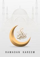 design de banner de saudação ramadan kareem com arte de linha de mesquita vetor