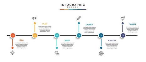 etapas design de modelo infográfico de processo de cronograma de visualização de dados de negócios com ícones vetor