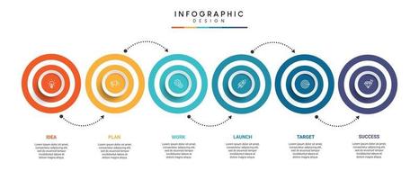 etapas de design de modelo de infográfico de processo de cronograma de negócios com ícones vetor