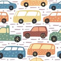 sem costura padrão com carro bonito desenhado de mão. ilustração vetorial de carros doodle. vetor