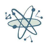 átomo isolado no fundo branco. elemento químico abstrato cor azul no estilo doodle. vetor