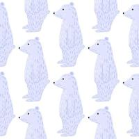 padrão sem emenda animal isolado com silhuetas de desenho bonito doodle urso polar azul. fundo branco. vetor