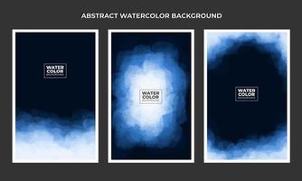 conjunto de fundo de fumaça azul escuro aquarela abstrata vetor