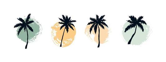 conjunto de fundos de pintura de mão desenhada com palmeiras em tons pastel. olá projeto de verão. ilustração vetorial vetor