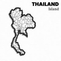 modelo de postagem para mídia social tailândia ilha mapa vetorial preto e branco, ilustração de detalhes altos. o país da tailândia é o sudeste asiático. vetor