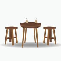 ilustração de cadeiras e mesa de madeira clássicas, geralmente usadas para relaxar e beber café, fundo branco e podem ser usadas para fins de design.