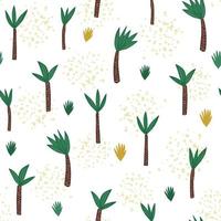 padrão sem emenda de coqueiro em estilo doodle. papel de parede de árvore de floresta tropical desenhado à mão. vetor