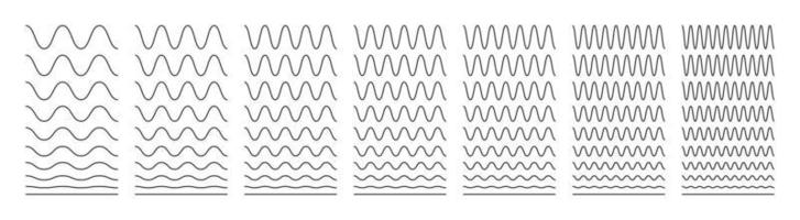 linhas onduladas, em ziguezague e sinusoidais. definir decoração, divisores. ilustração vetorial isolado no fundo branco. vetor