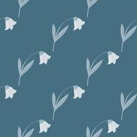 doodle sem costura padrão floral com silhuetas de concurso campanula. fundo azul. cenário botânico simples. vetor