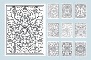 decoração mandala flor linha arte vetor. pacote de padrão de página para colorir mandala. conjunto de padrão de mandala. crianças para colorir. coleção de interiores de página para colorir mandala. vetor