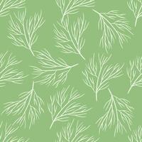 padrão sem emenda aleatório com impressão de silhuetas de galhos de árvores doodle. fundo verde claro. estilo abstrato. vetor