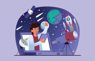 astrofísico explicando astrofísica online vetor