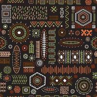 fundo sem costura de formas africanas abstratas, padrão de decoração geométrica tribal vetor