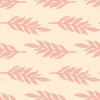padrão floral sem costura de paleta rosa com galhos de folhas. folhagem mão desenhada silhuetas obras de arte estilizadas. vetor