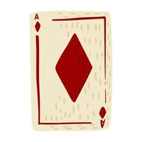 jogar diamantes de cartão isolados no fundo branco. cartão de design abstrato vintage na cor vermelha. vetor